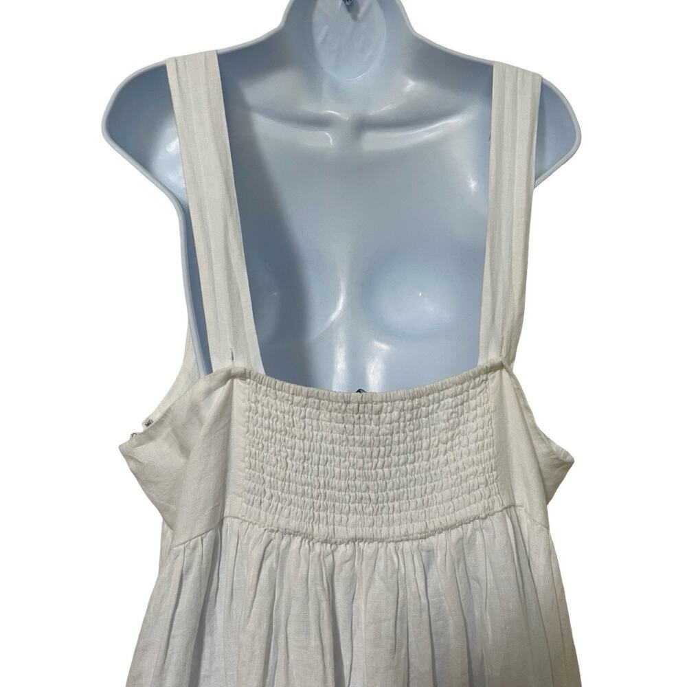 J Crew Square Neck Linen Smocked Midi Dress Size 24 Pure White Coastal Lagom EUC - Picture 5 of 10
